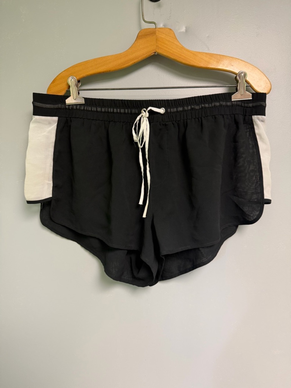 Victoria's Secret Sheer Black Athletic Shorts with White Side Panels
